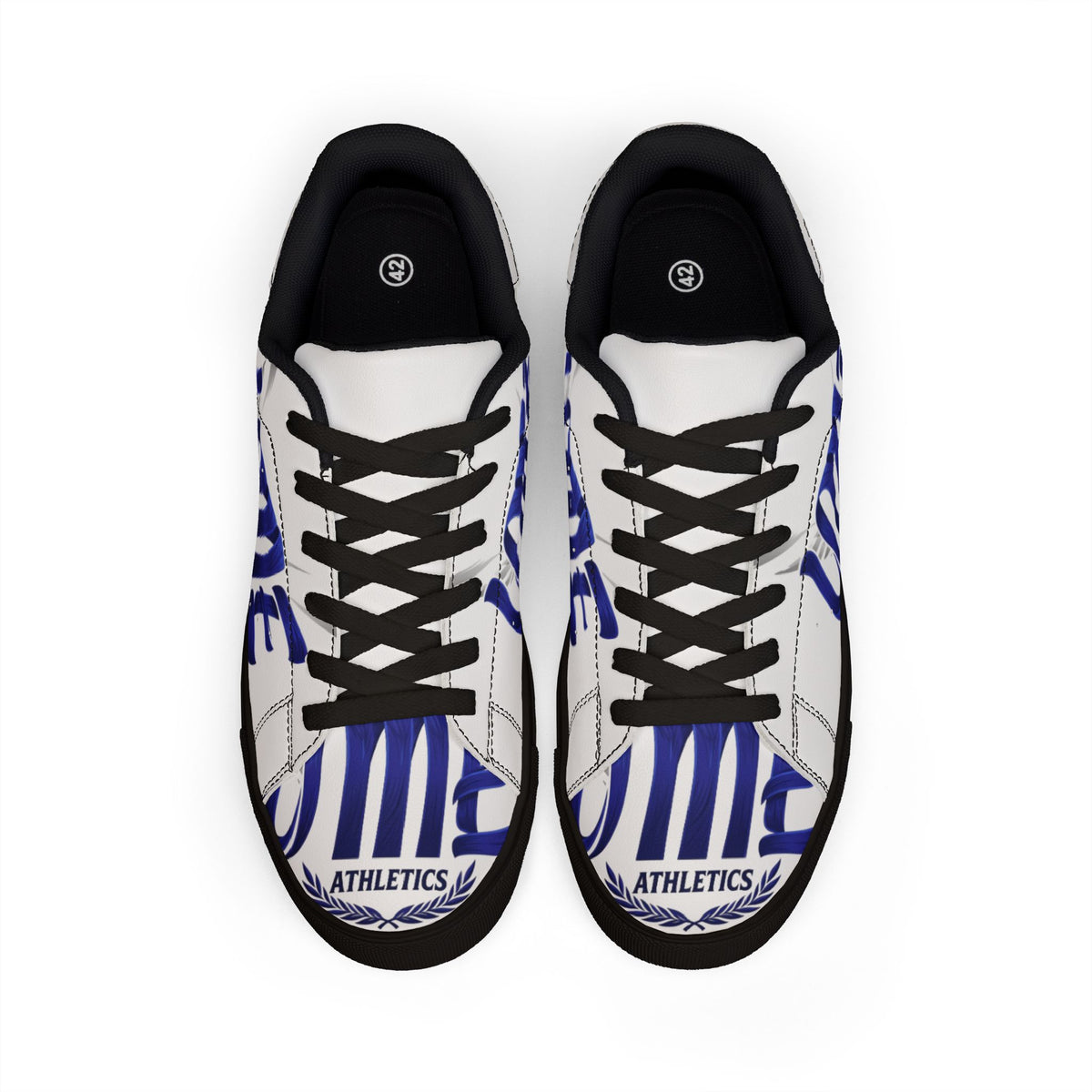 Copy of Leather Low-Top Sneakers — Grey & Blue Athletic Graphic