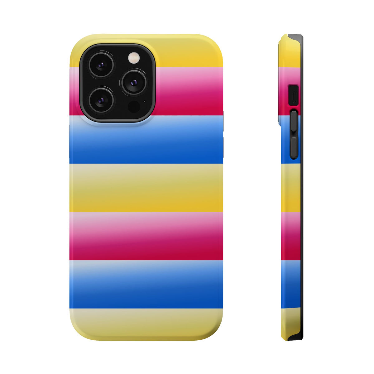 Striped Magnetic Impact-Resistant Phone Case — Colorful Pink Blue Yellow Protection