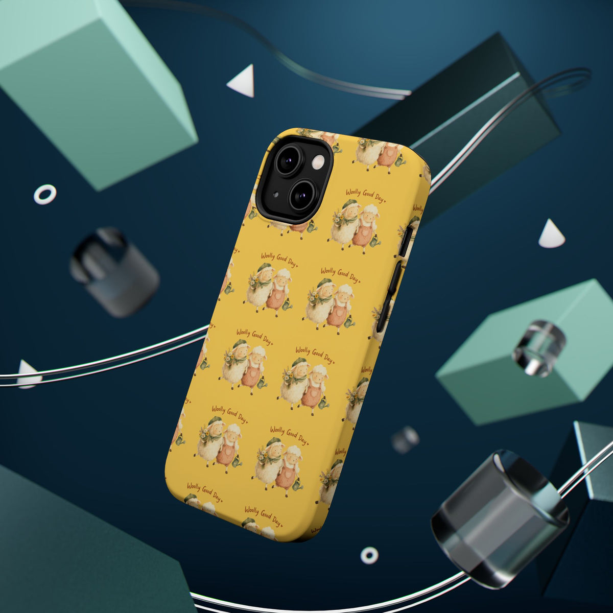 "Woolly Good Day" Phone Case — Yellow Sheep Pattern Magnetic Impact-Resistant Cover
