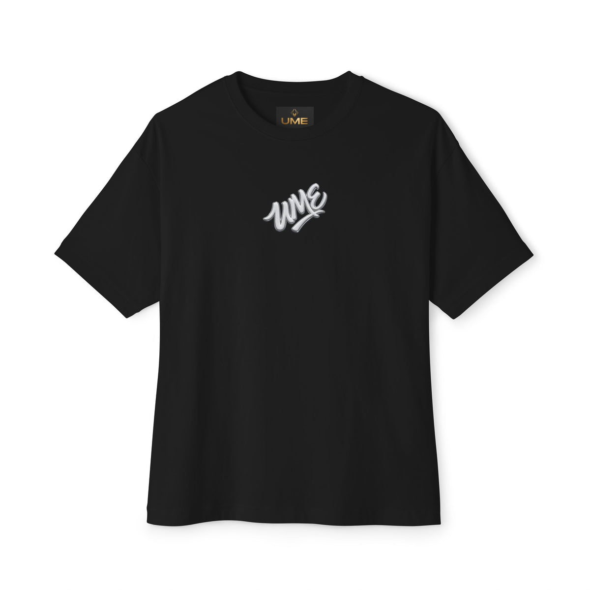 UME Script Logo Boxy Tee — White Oversized Graphic T-Shirt