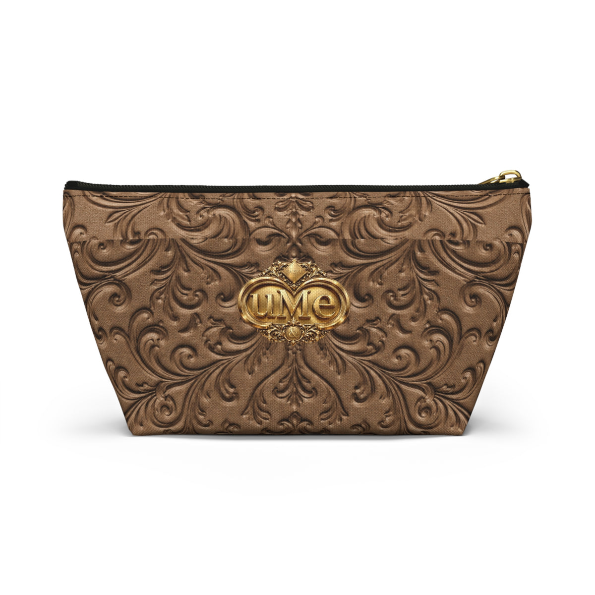Brown UME Gold Crest Accessory Pouch — All-Over Print