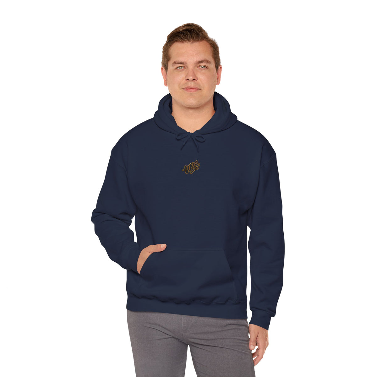 Hoodie — White UME Black Logo All-Over Print