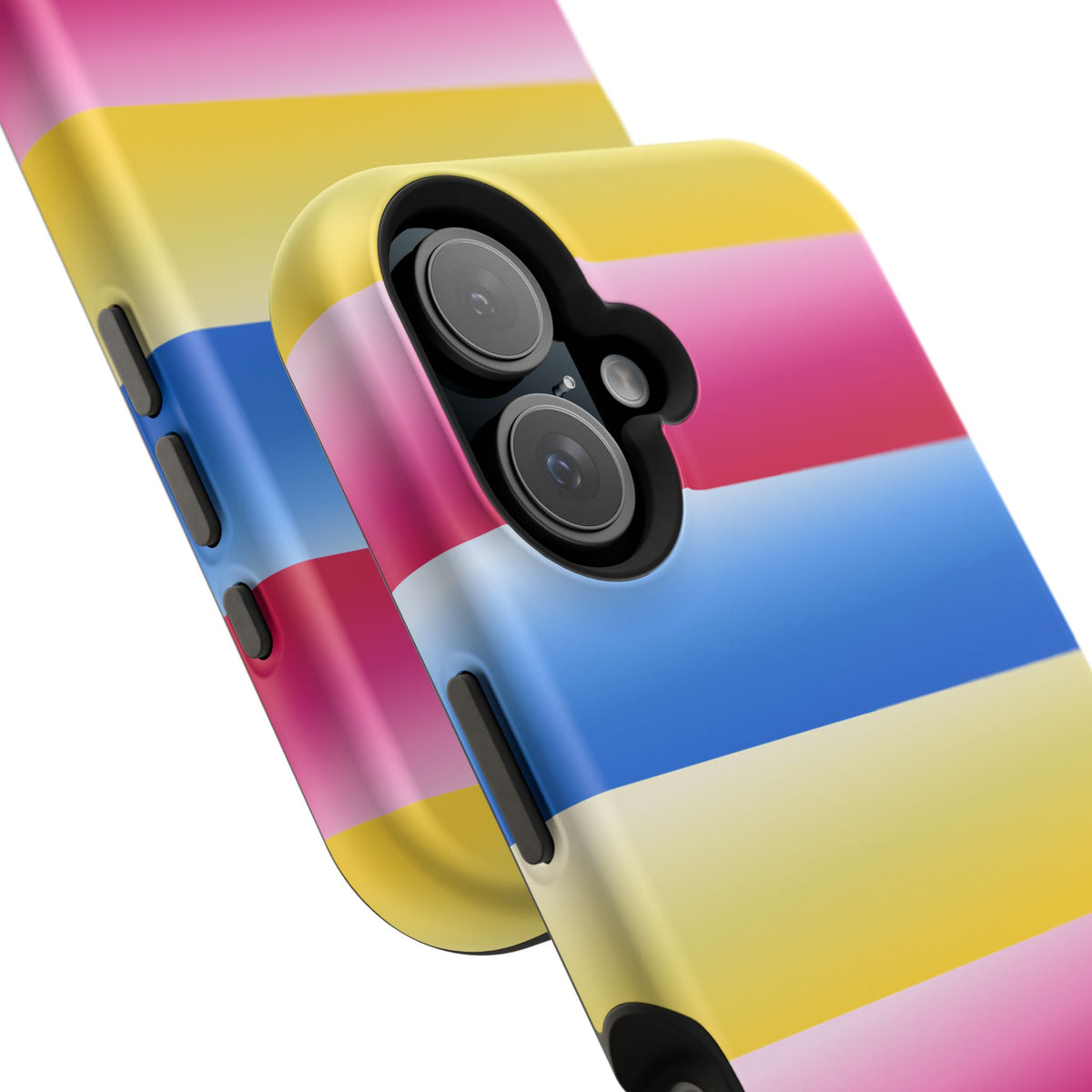 Striped Magnetic Impact-Resistant Phone Case — Colorful Pink Blue Yellow Protection