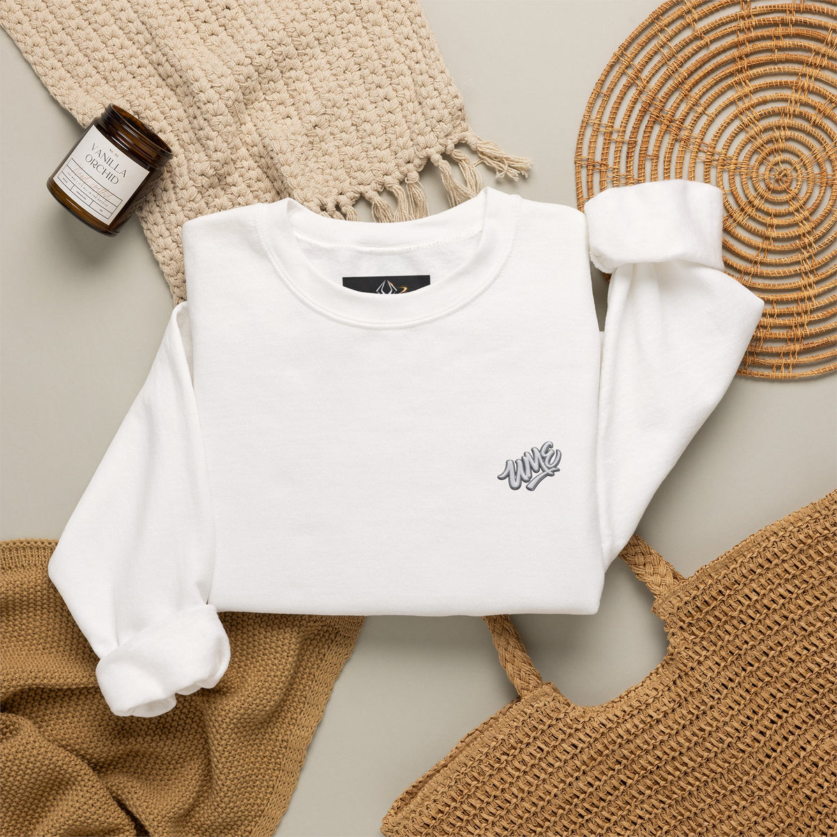 Crewneck Sweatshirt — UME White Logo All-Over Print