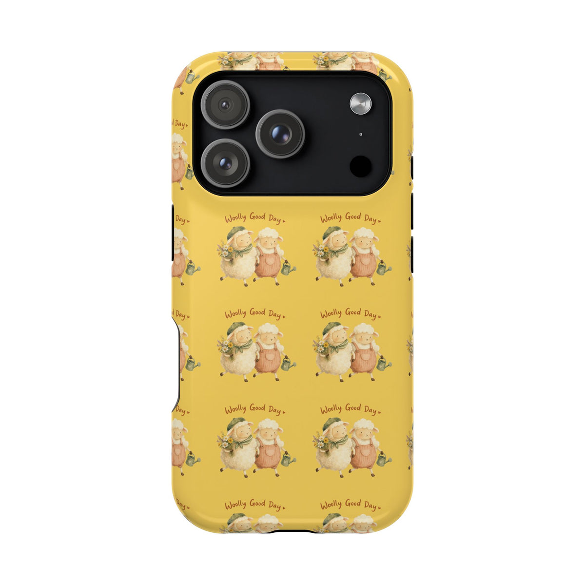"Woolly Good Day" Phone Case — Yellow Sheep Pattern Magnetic Impact-Resistant Cover