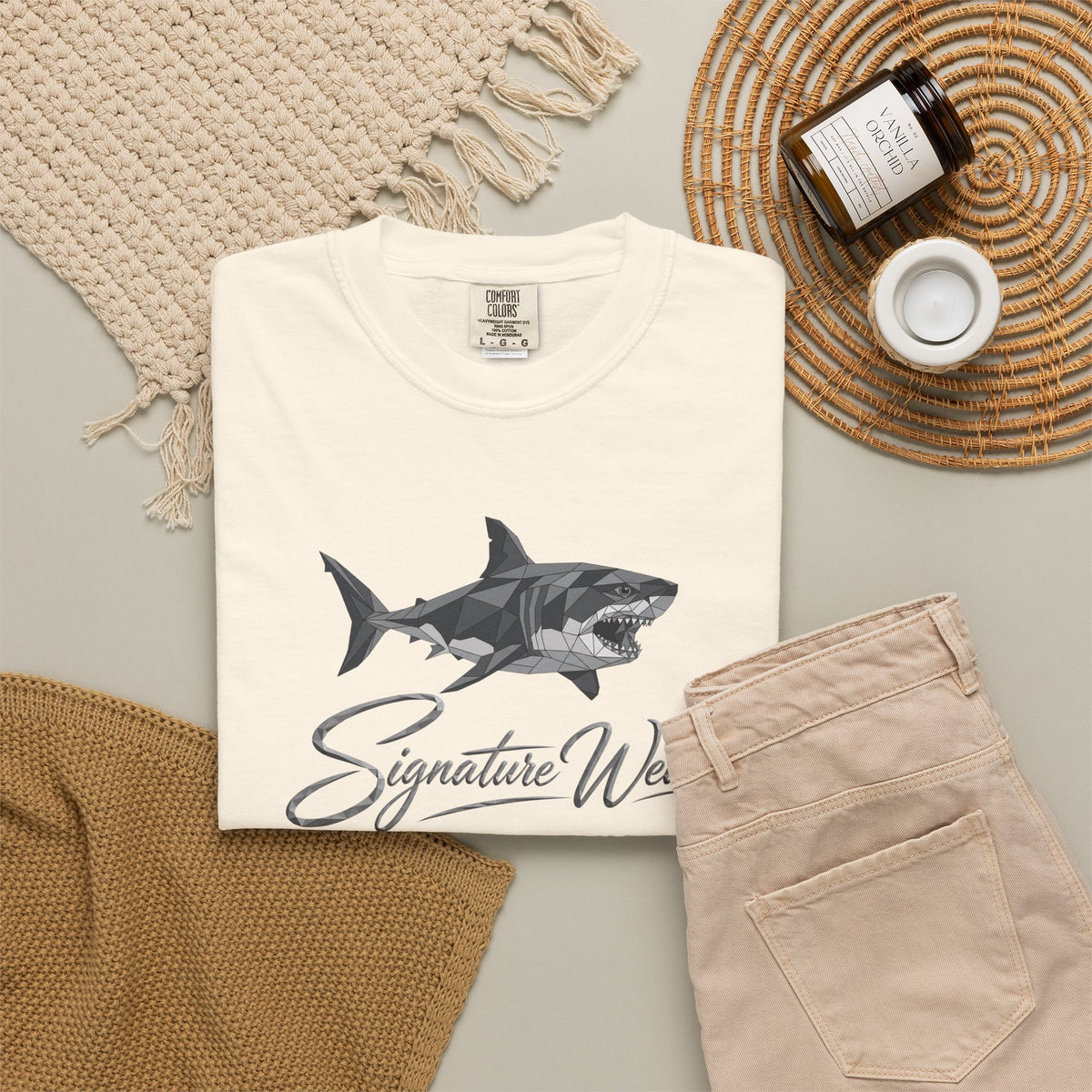 Signature Wear Shark Graphic T-Shirt — White, Black & More Colors