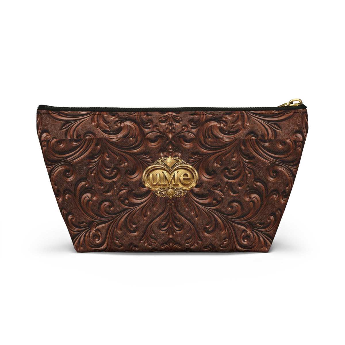 Brown UME Gold Crest Cosmetic Pouch — All-Over Print