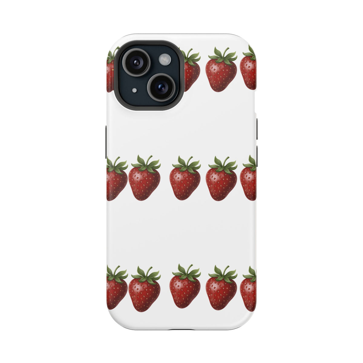 Strawberry Row Phone Case — White MagSafe Magnetic Impact-Resistant Cover