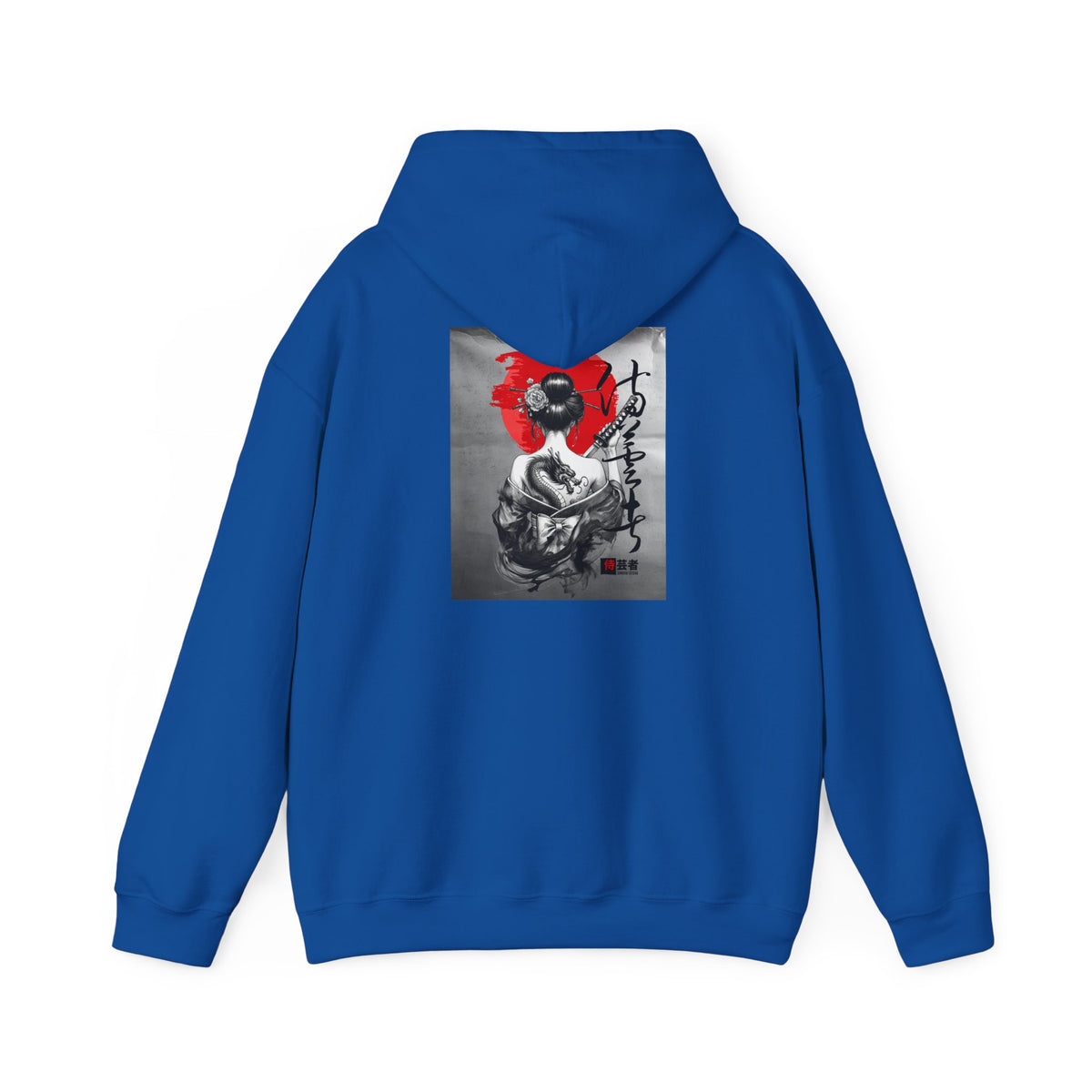 Samurai Poppy Hoodie — Japanese Ink Art Hooded Sweatshirt
