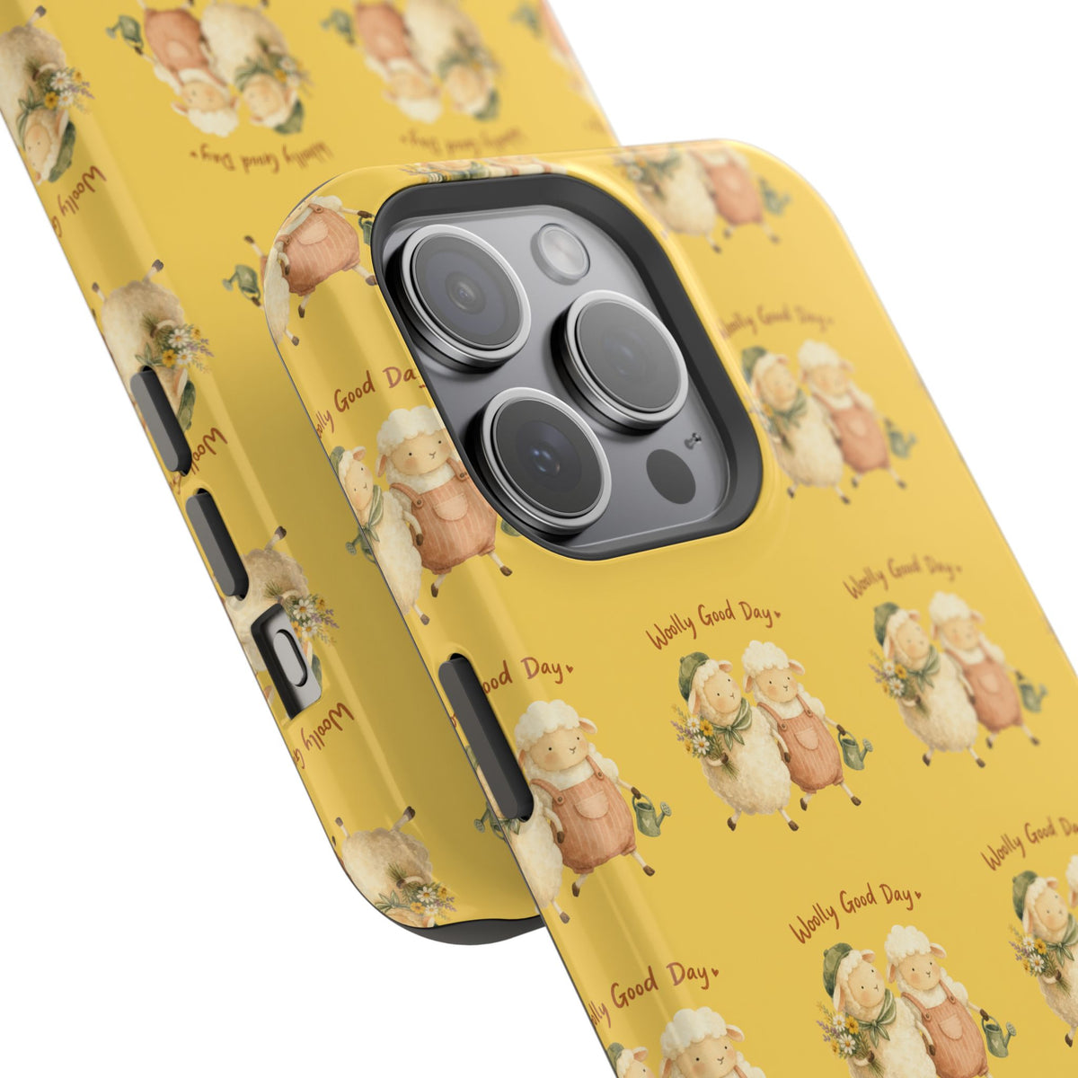 "Woolly Good Day" Phone Case — Yellow Sheep Pattern Magnetic Impact-Resistant Cover