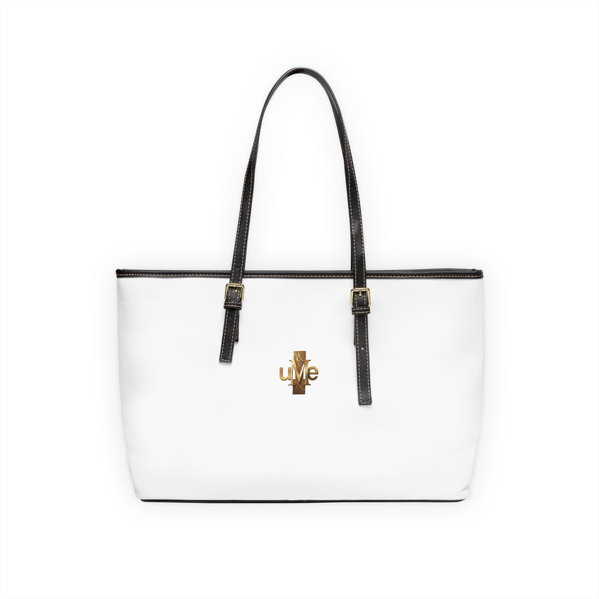 Solid White PU Leather Shoulder Tote — Minimalist Two-Size Handbag