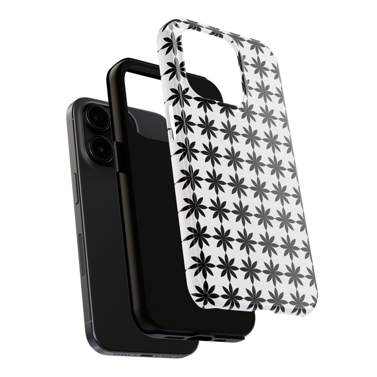 Tough Phone Case — Black & White Geometric Star Pattern