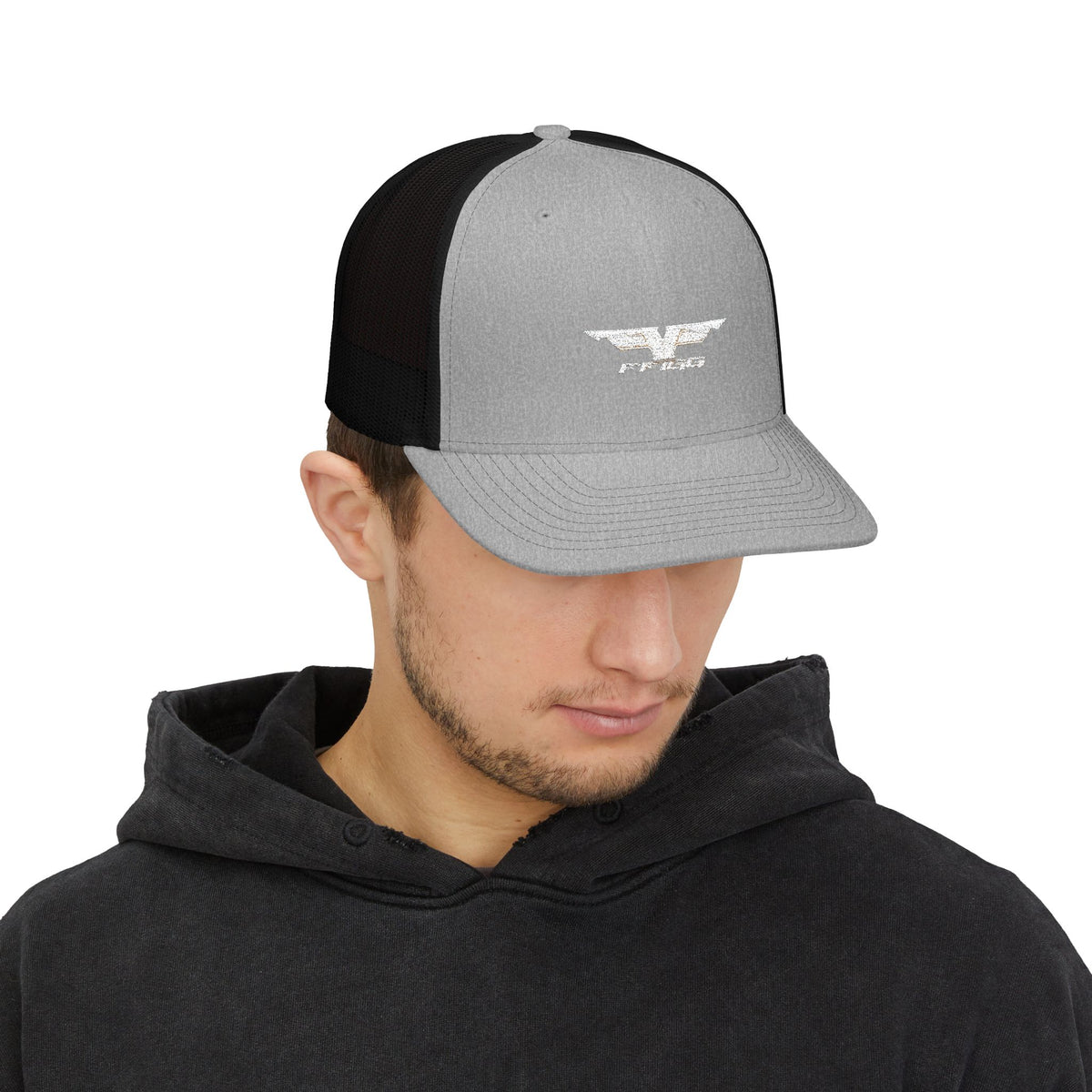 FFiGG Embroidered Snapback Trucker Cap — Black, Grey & Loden