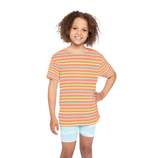 Kids Stripe Sports Jersey — Orange Rainbow Athletic Tee