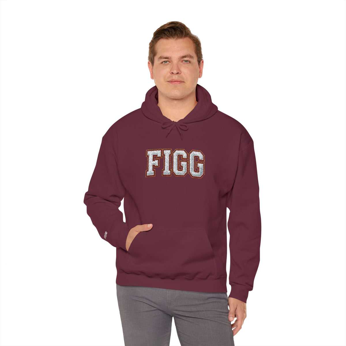 FFiGG Embroidered Varsity Hoodie — White, Black, Grey & More Colors