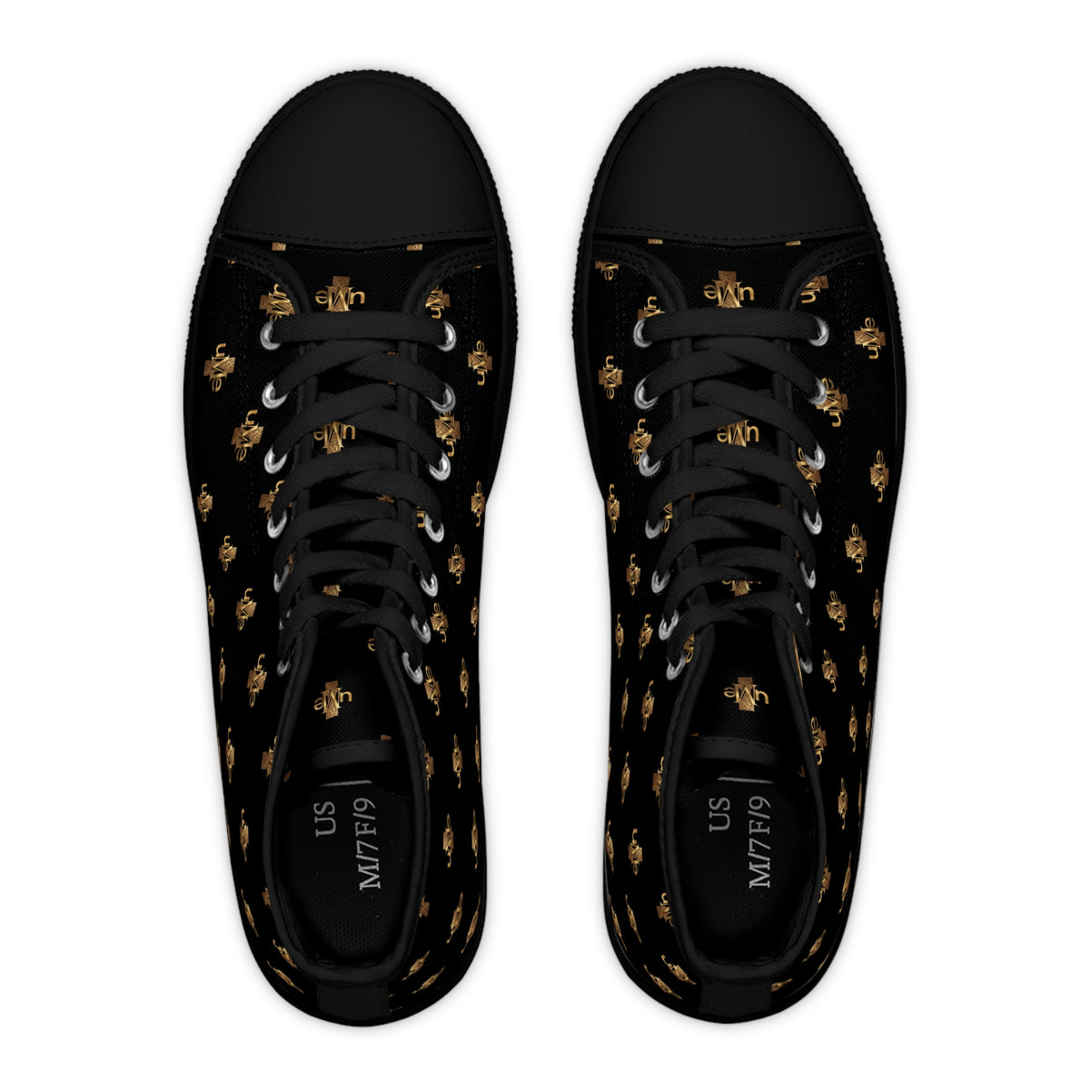 Women’s High-Top Sneakers — Black All-Over Print