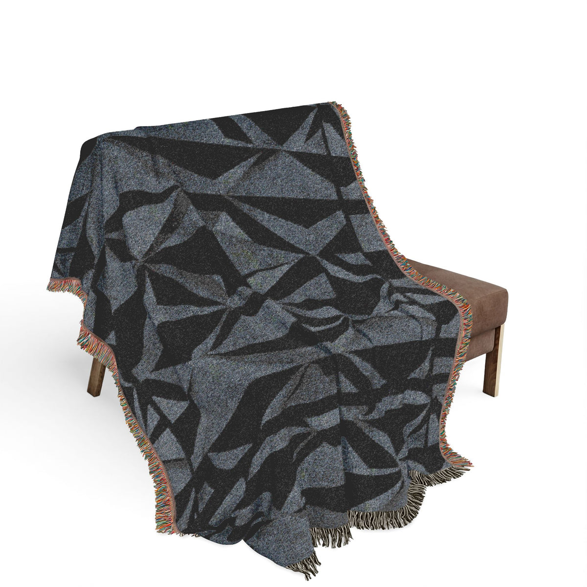 Geometric Deer Woven Blanket — Rustic Woodland Throw for Cabin, Camp, Outdoors