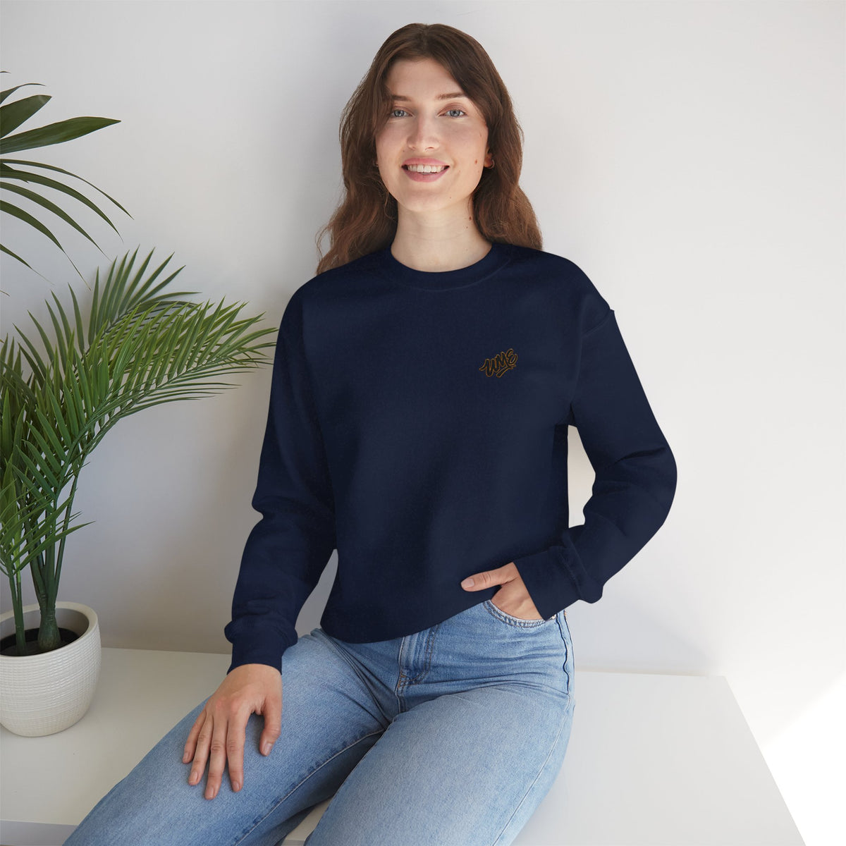 Crewneck Sweatshirt — UME Black Logo All-Over Print