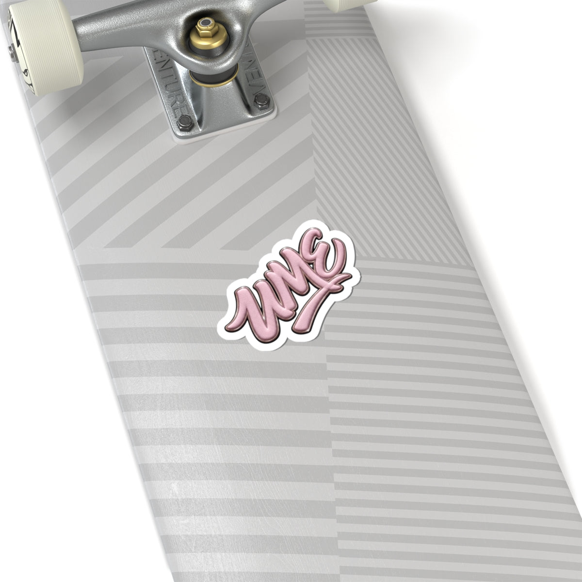Pink Graffiti "WME" Kiss-Cut Sticker — Blush Bubble Script Vinyl Decal