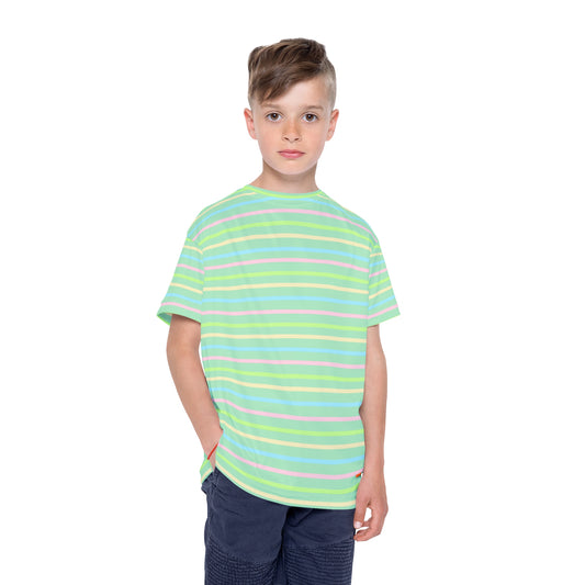 Kids Stripe Sports Jersey — Mint Rainbow Athletic Tee