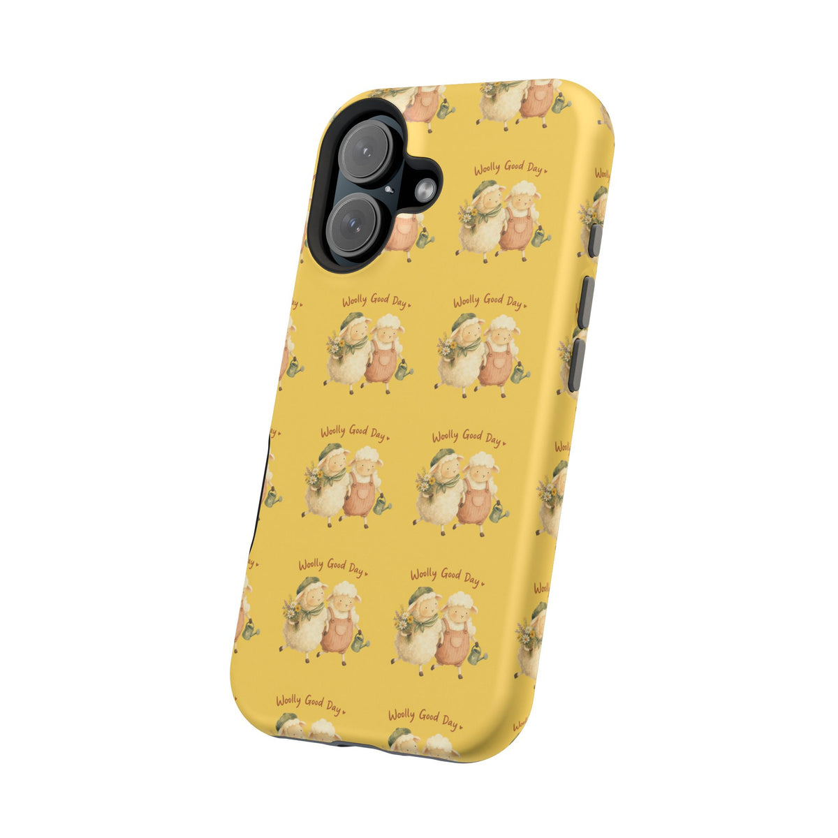"Woolly Good Day" Phone Case — Yellow Sheep Pattern Magnetic Impact-Resistant Cover