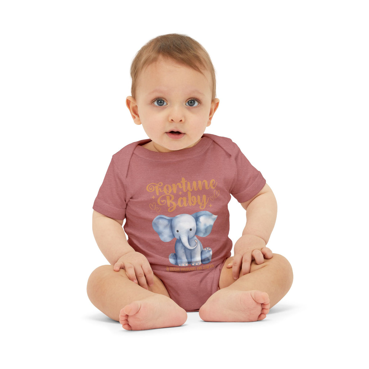 Fortune Baby Elephant Infant Onesie — Cute Blue Elephant Baby Bodysuit