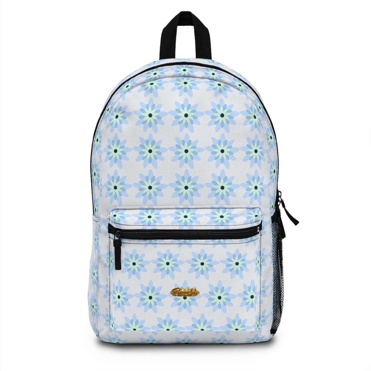 Pastel Blue Floral Backpack – Lightweight School & Travel Bag