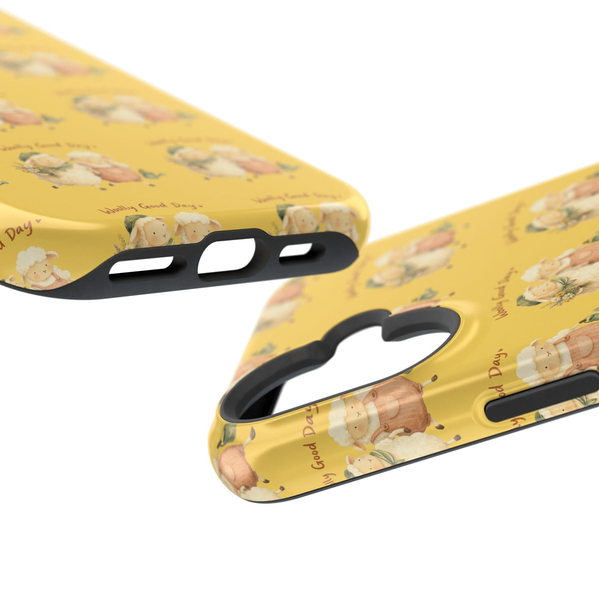 "Woolly Good Day" Phone Case — Yellow Sheep Pattern Magnetic Impact-Resistant Cover