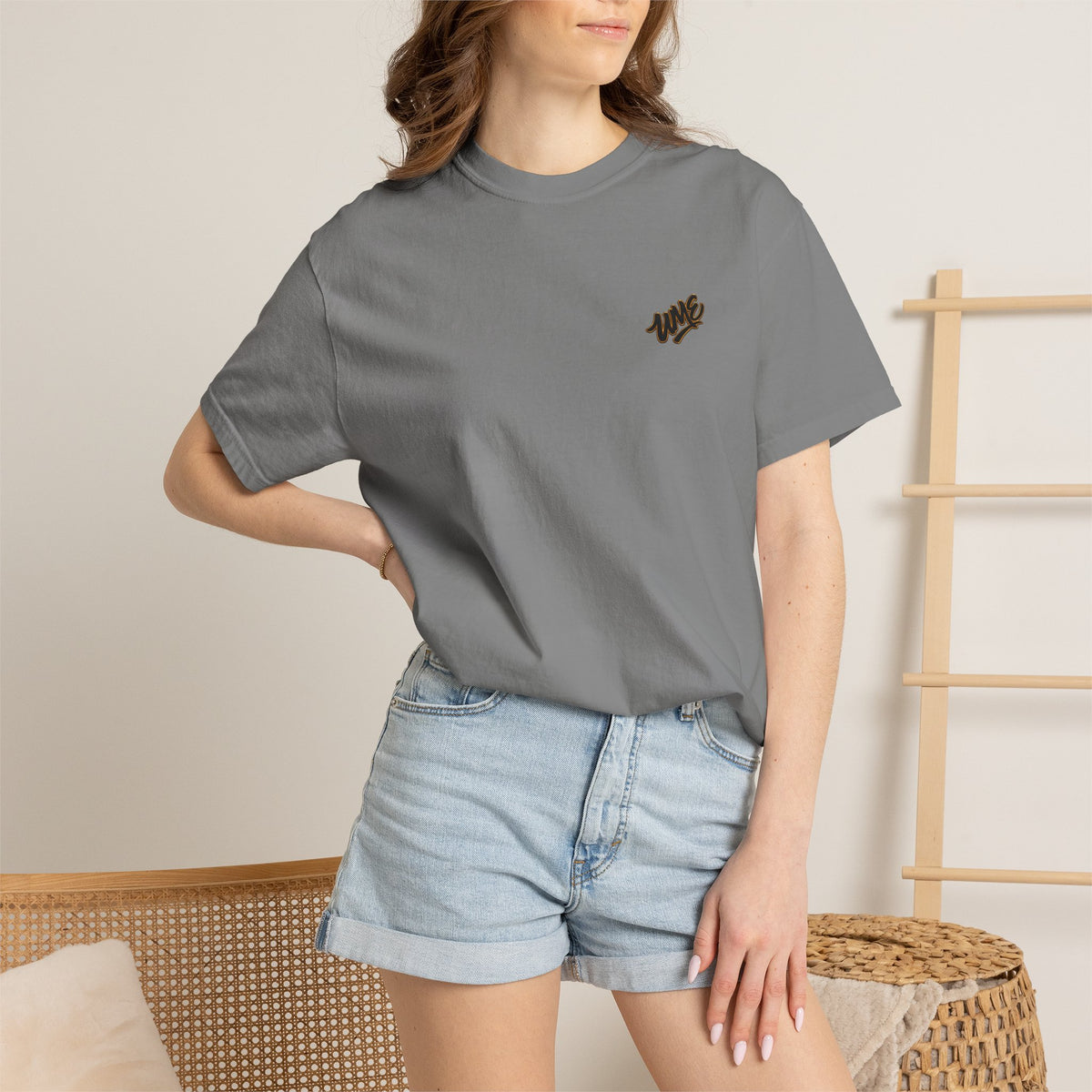 Garment-Dyed Heavyweight Tee — UME Black Logo Front & Back
