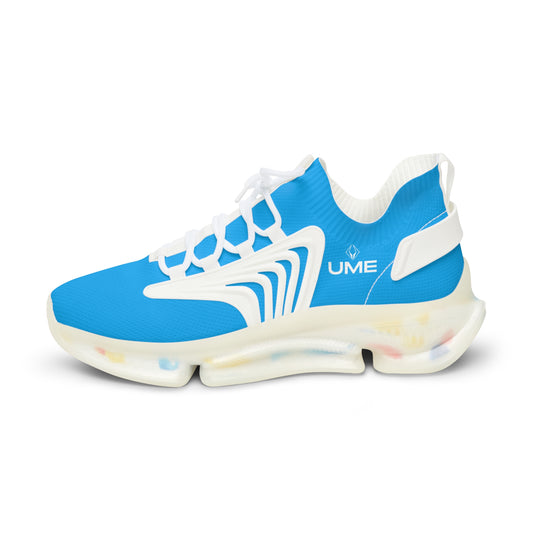 Men's Sky Blue UME Mesh Sneakers — Bold Graphic Cloud Sole Athletic Shoe