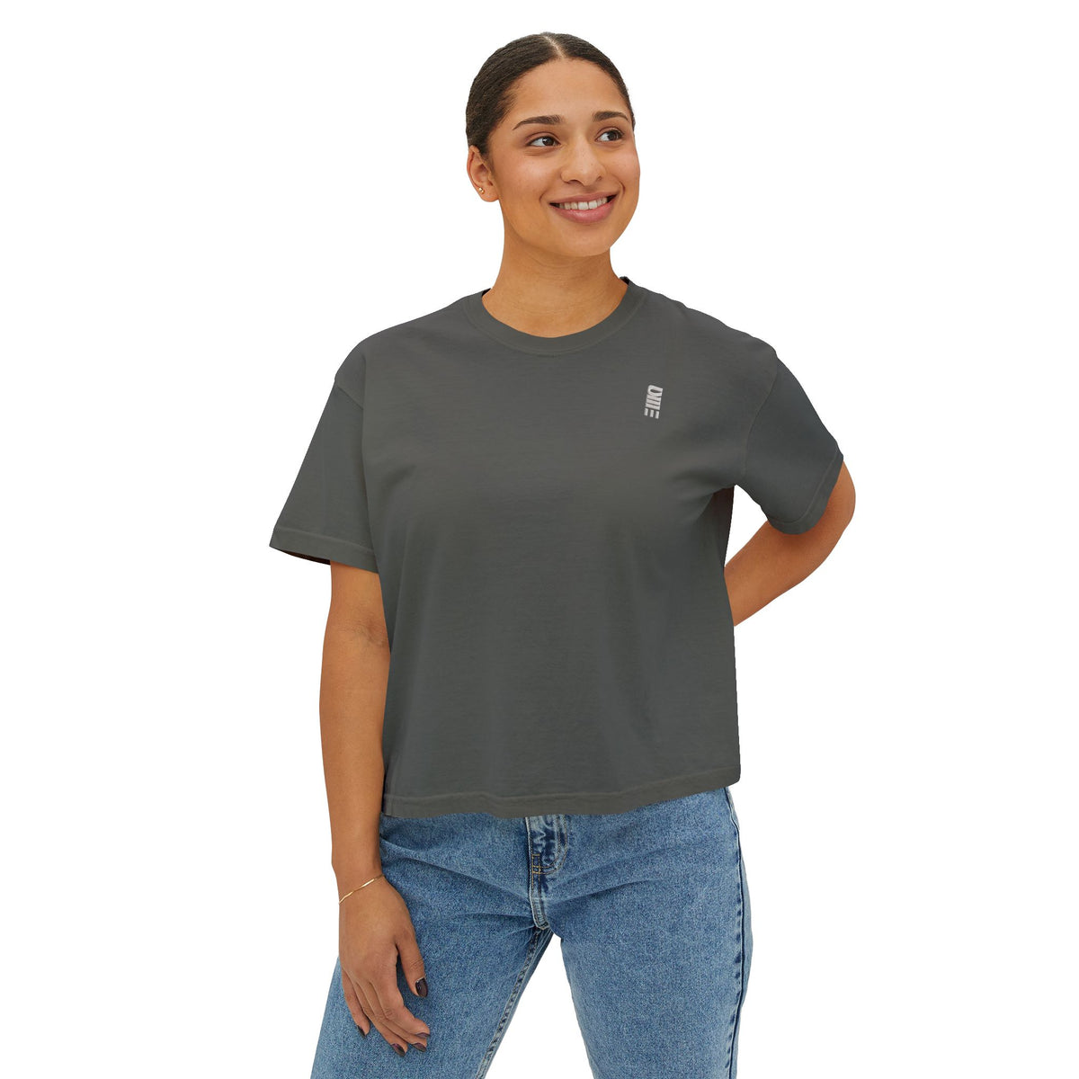 Women’s Cropped Boxy T-Shirt — Multi-Color Minimal Graphic