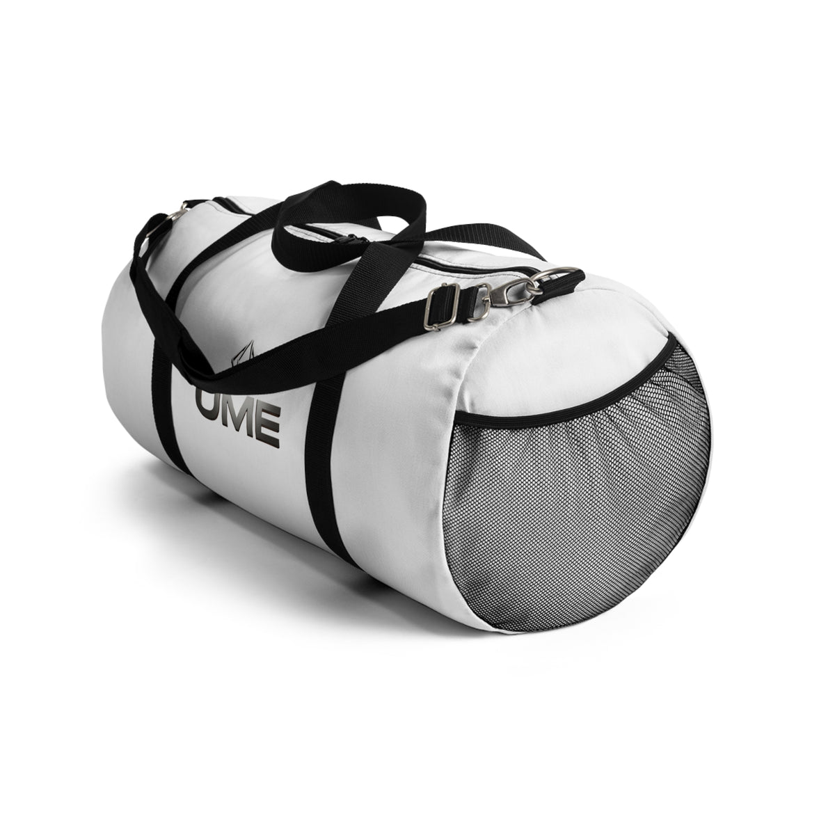 White UME Logo Duffel Bag — Travel & Gym Weekender