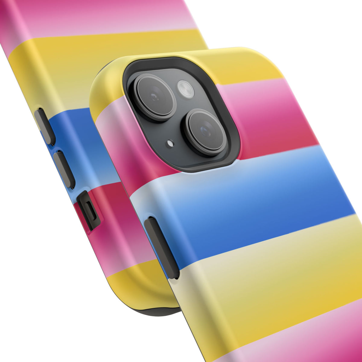 Striped Magnetic Impact-Resistant Phone Case — Colorful Pink Blue Yellow Protection