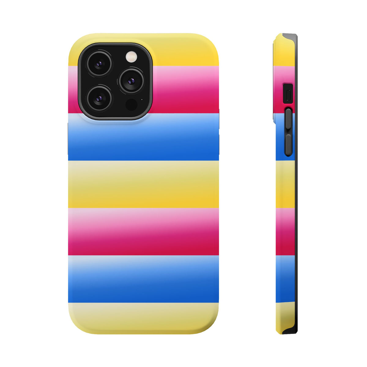 Striped Magnetic Impact-Resistant Phone Case — Colorful Pink Blue Yellow Protection
