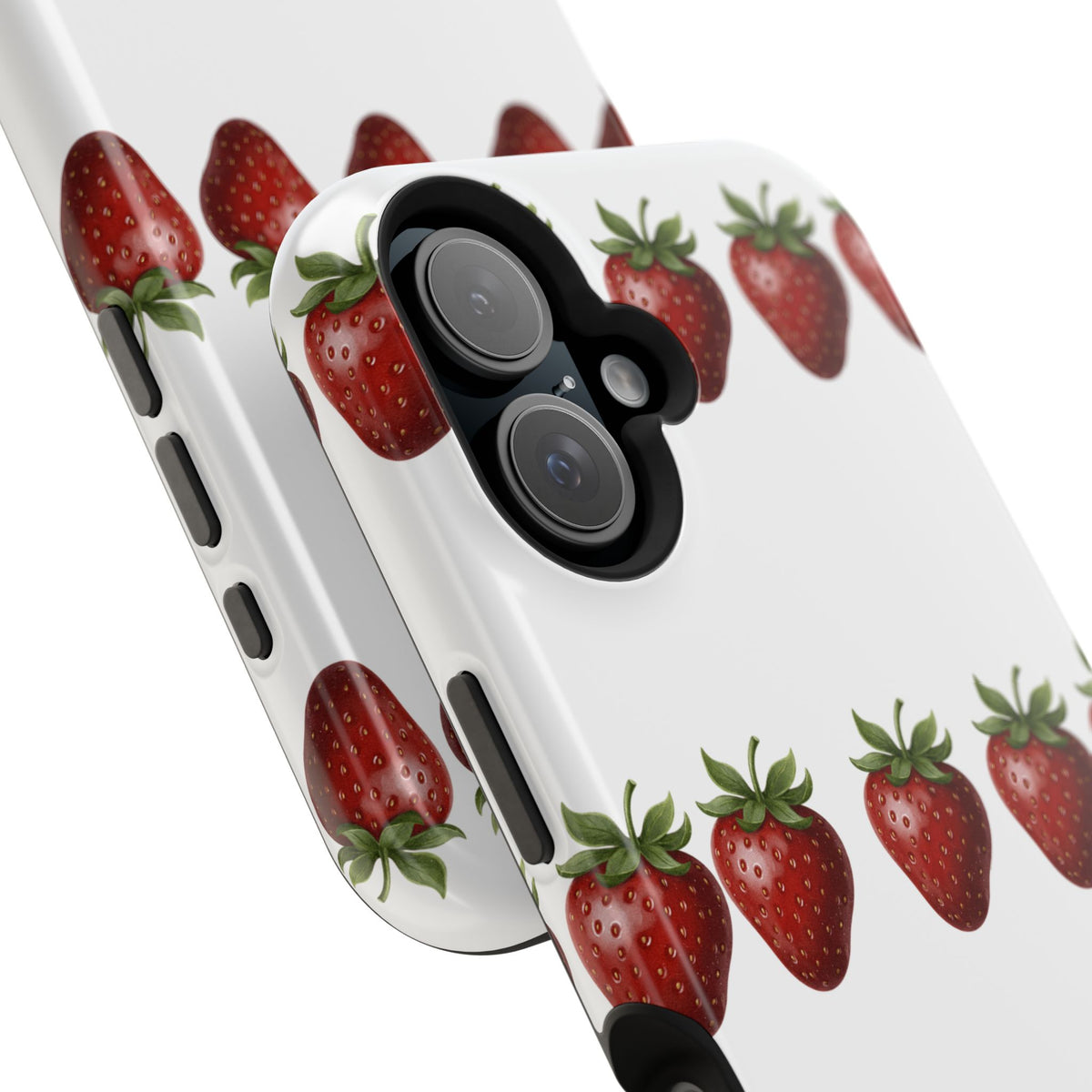 Strawberry Row Phone Case — White MagSafe Magnetic Impact-Resistant Cover