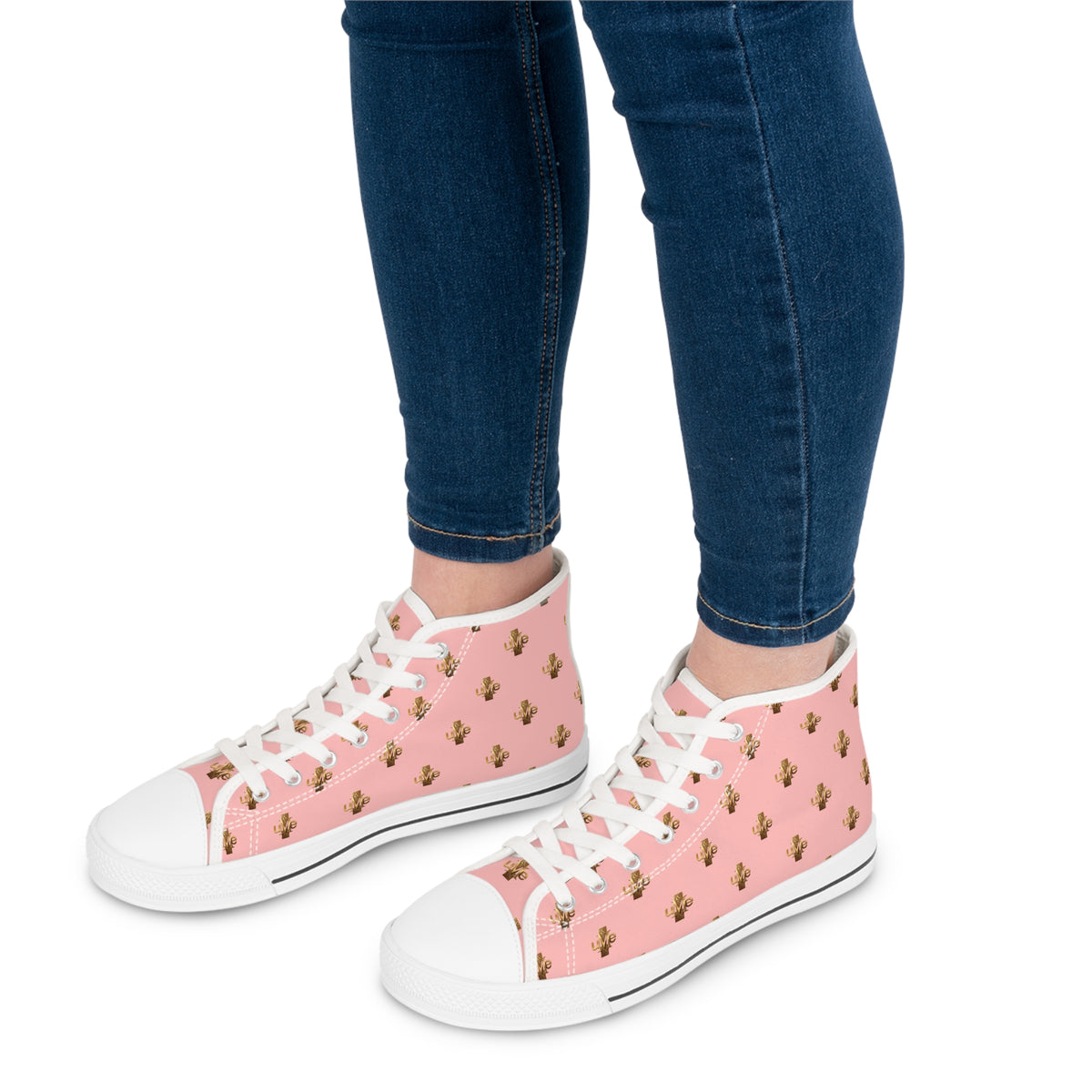 Women’s High-Top Sneakers — Pink All-Over Print