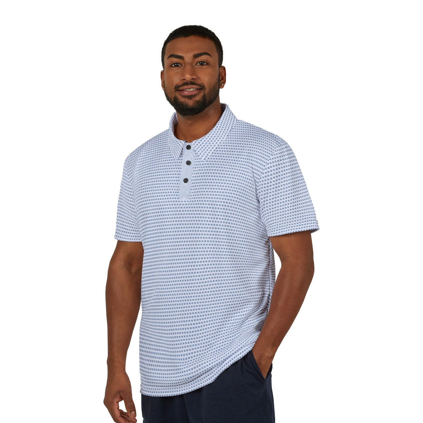 Striped Blue Polo Shirt — Lightweight Casual Golf Polo