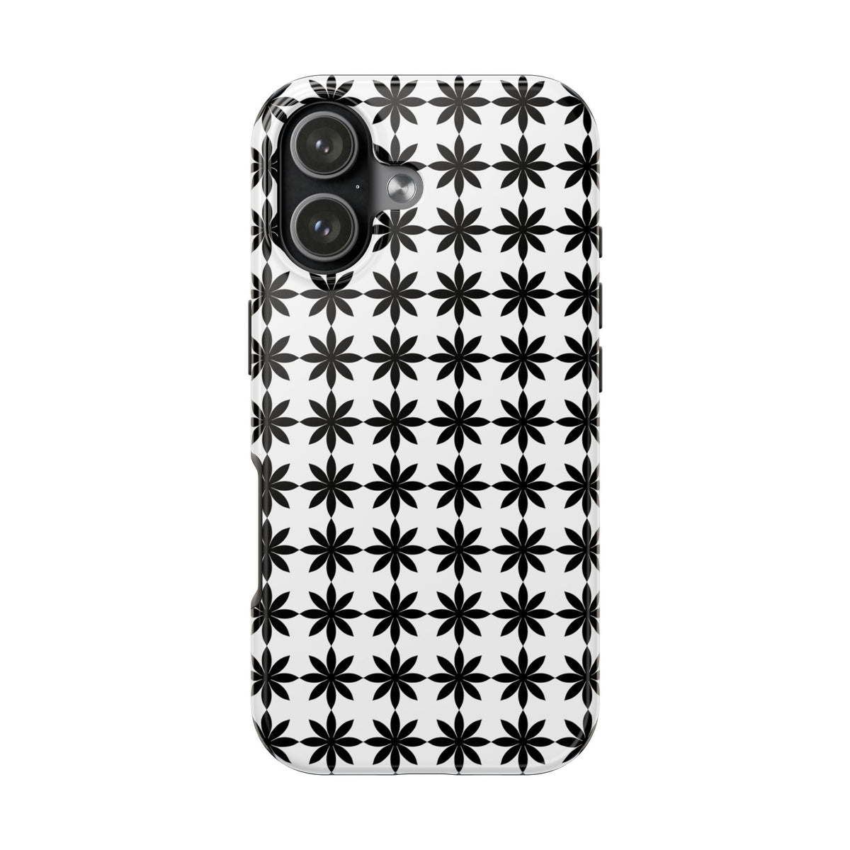 Tough Phone Case — Black & White Geometric Star Pattern