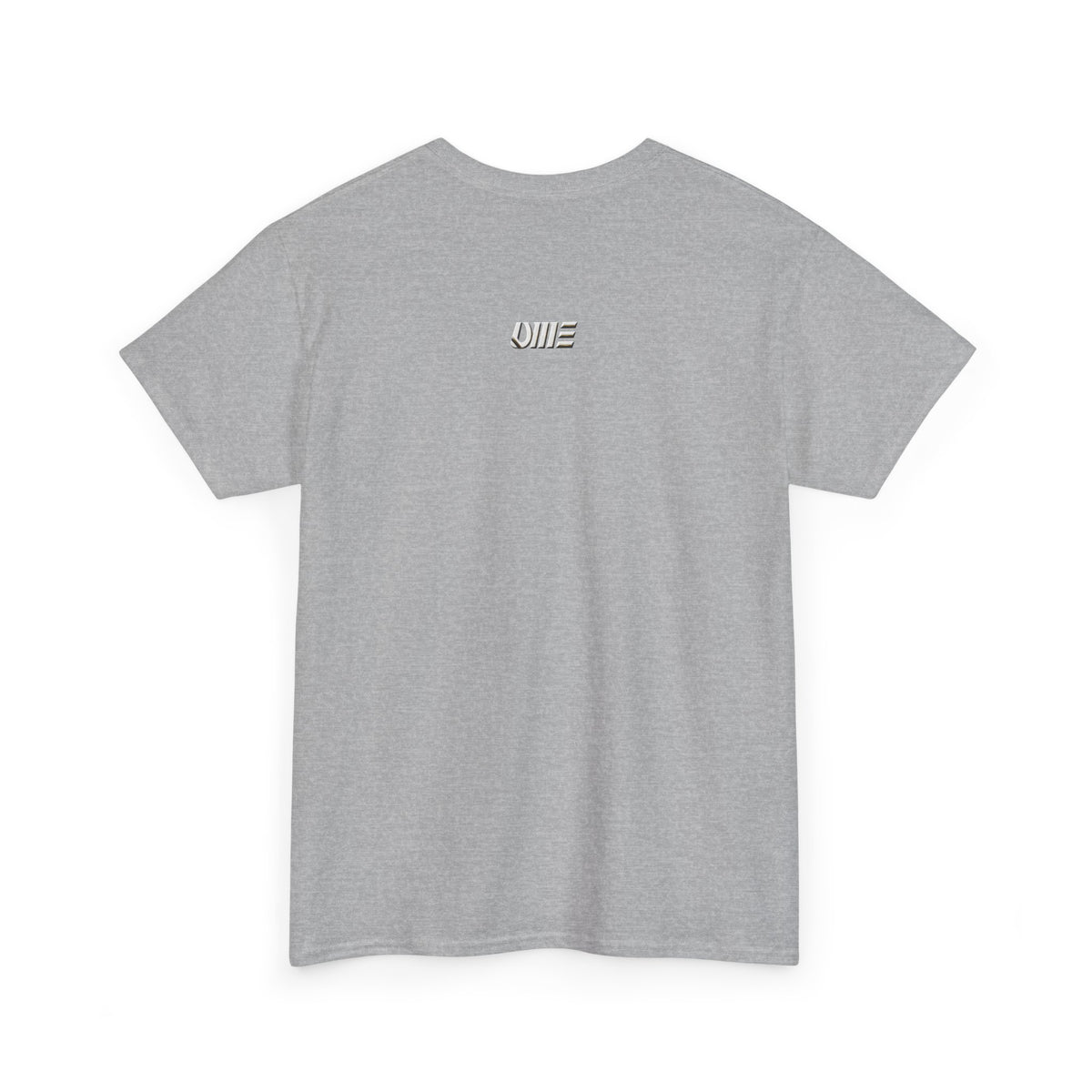Minimalist string design Fish Tee — Small Chest Fish & Back 'OWE' Graphic