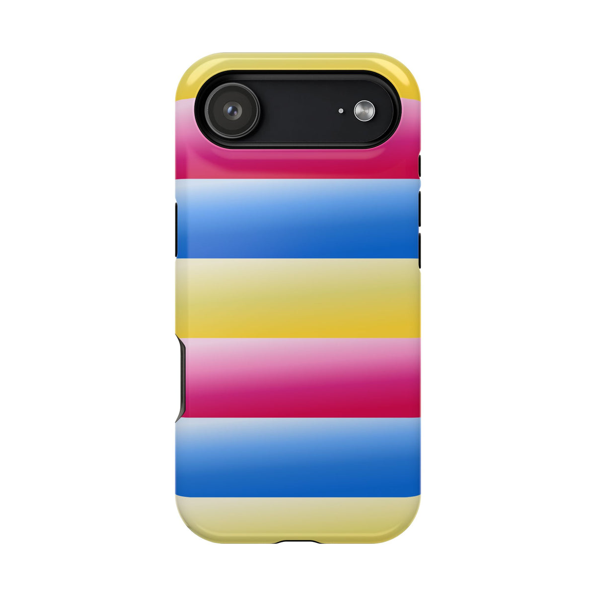 Striped Magnetic Impact-Resistant Phone Case — Colorful Pink Blue Yellow Protection