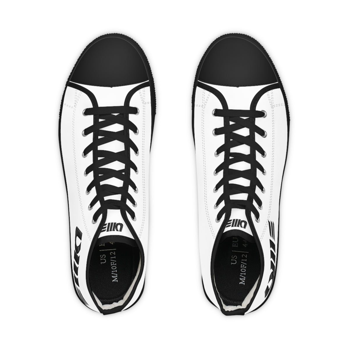 Minimal Striped High-Top Sneakers — Men's White Canvas Casual Shoes
