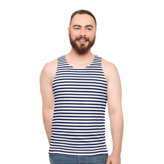 Navy Stripe Racerback Tank Top – Classic Nautical Athletic Sleeveless Shirt for Men & Women