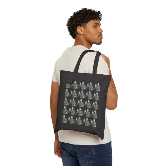 Vintage Mime Pattern Tote Bag — Retro Collage Canvas Tote