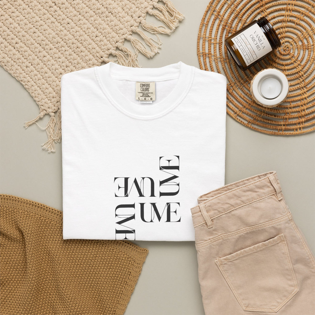 UME Typography Garment-Dyed T-Shirt — White, Ivory & More Colors