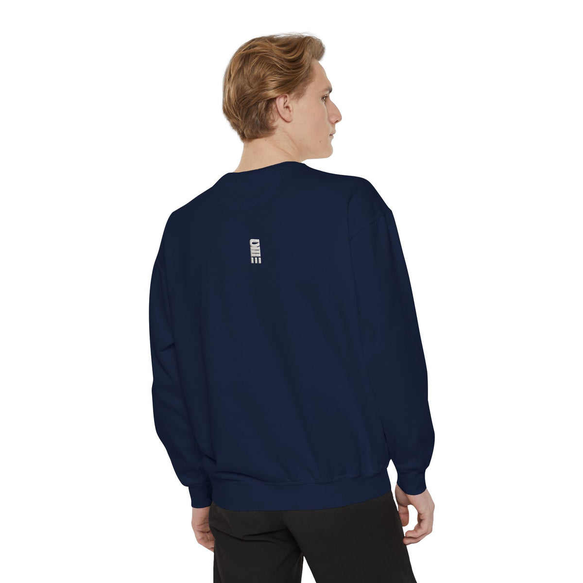 Garment-Dyed Crewneck Sweatshirt — Multi-Color Minimal Graphic