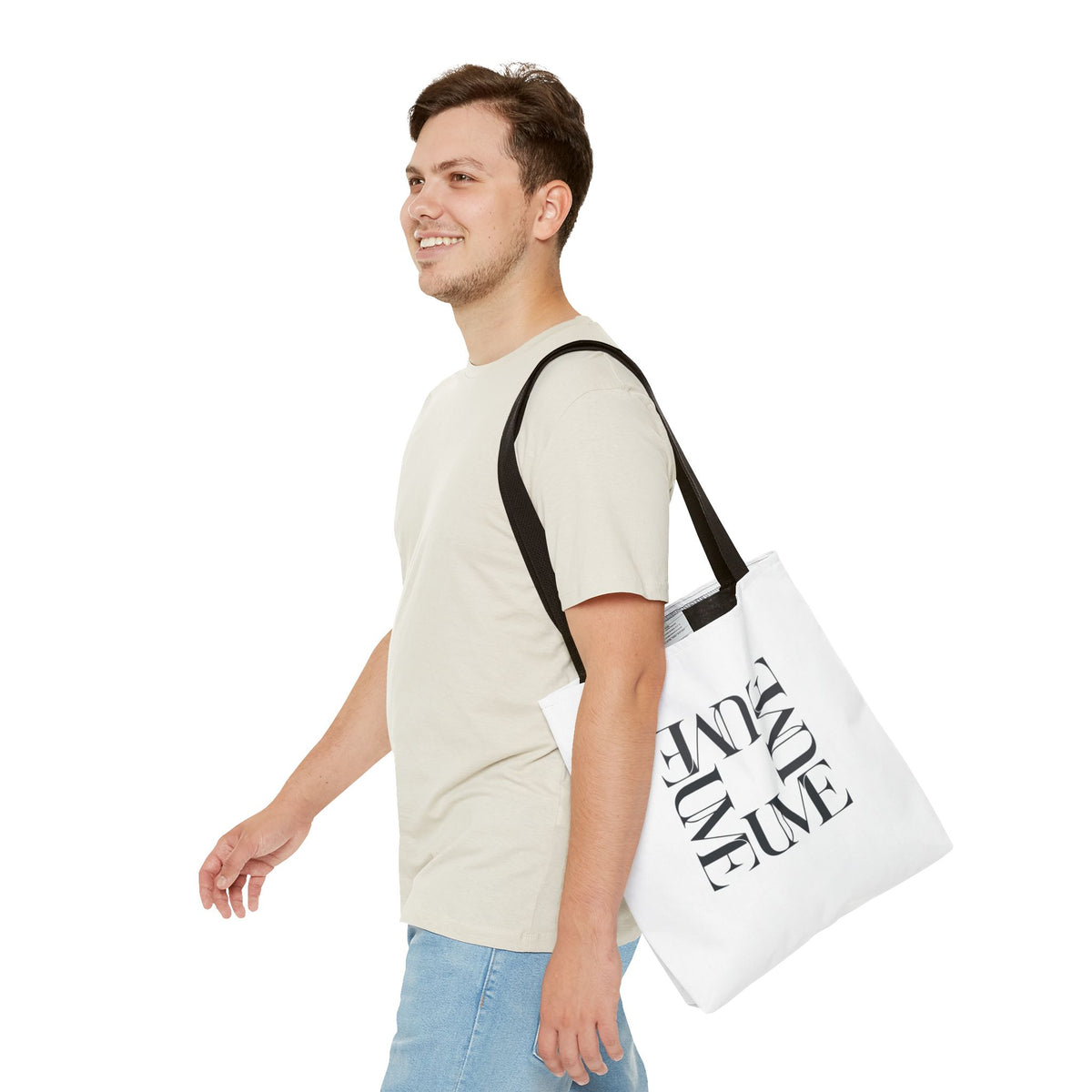 UME Square Typography Tote Bag — White