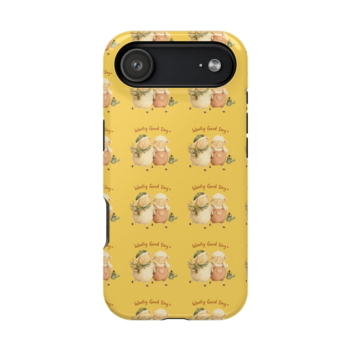 "Woolly Good Day" Phone Case — Yellow Sheep Pattern Magnetic Impact-Resistant Cover
