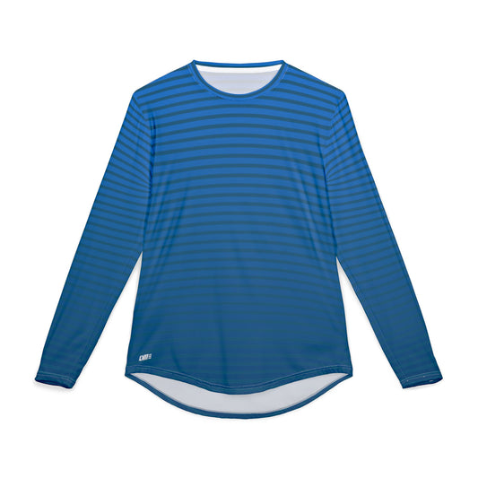 Men's UV Sun Protection Long Sleeve Shirt — Blue Striped Performance Top