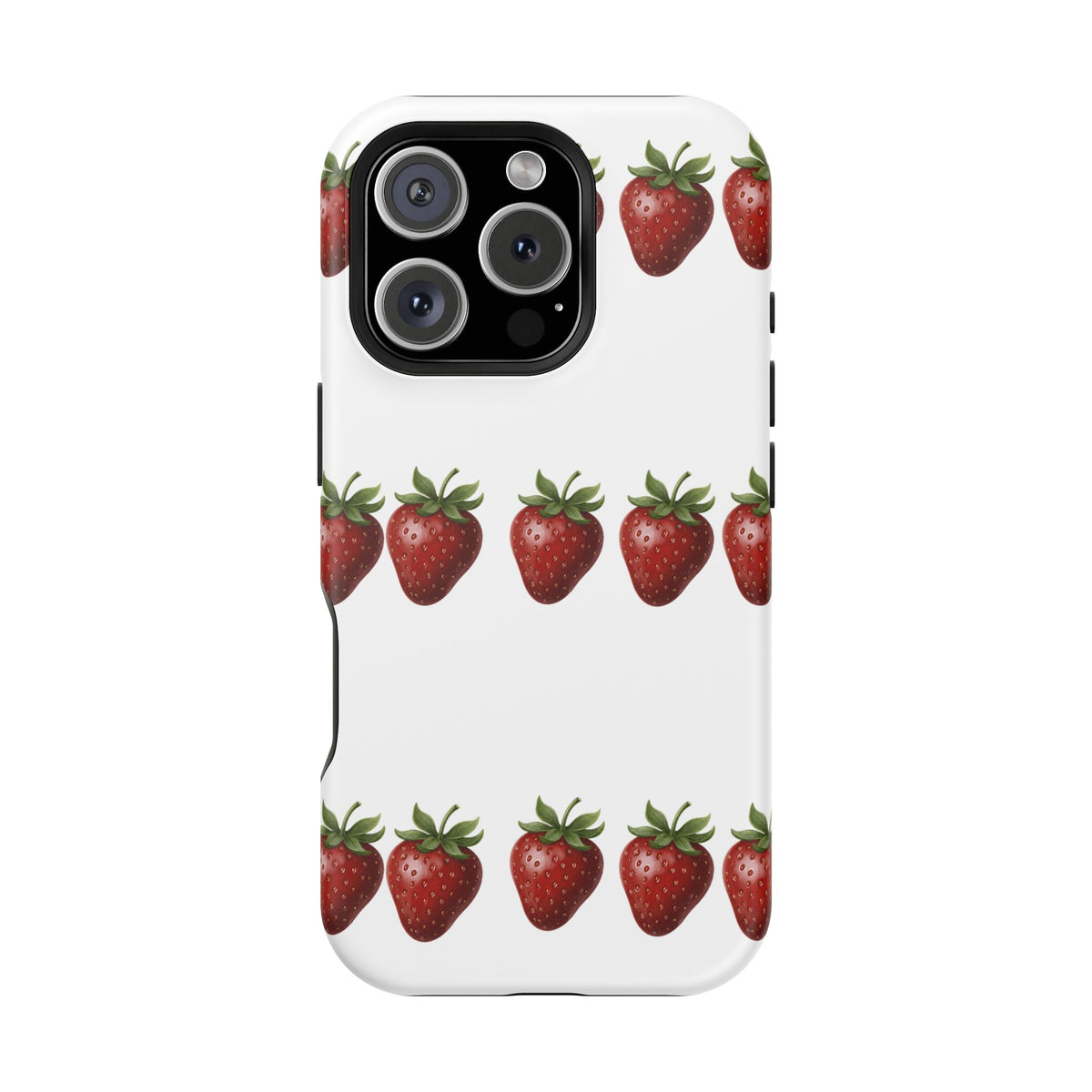Strawberry Row Phone Case — White MagSafe Magnetic Impact-Resistant Cover