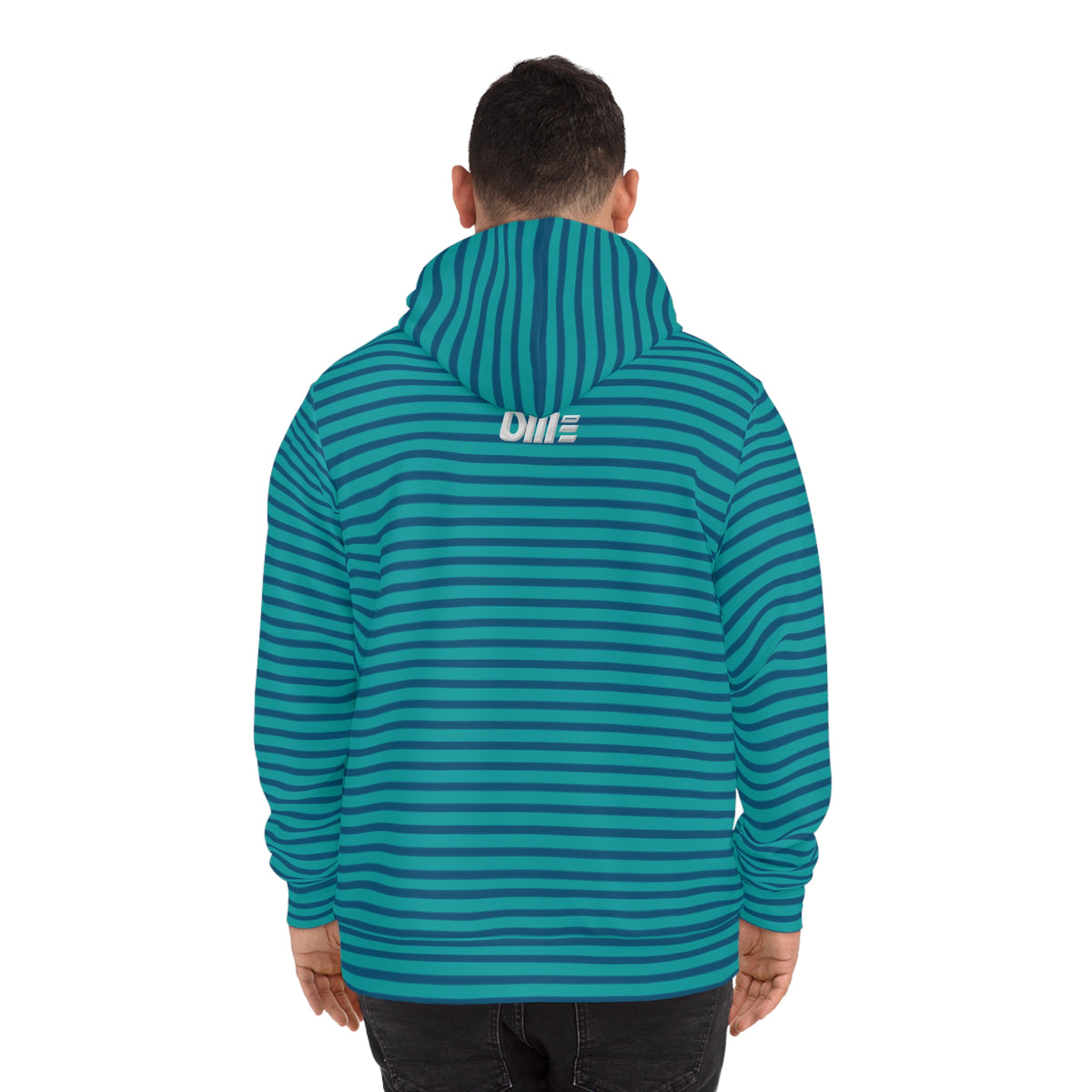 Striped Fashion Hoodie — Teal UME All-Over Print Casual Pullover
